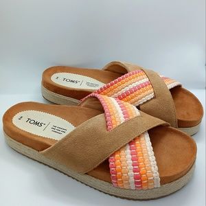 Toms Paloma Honey Tan Suede Sandals Sz 9